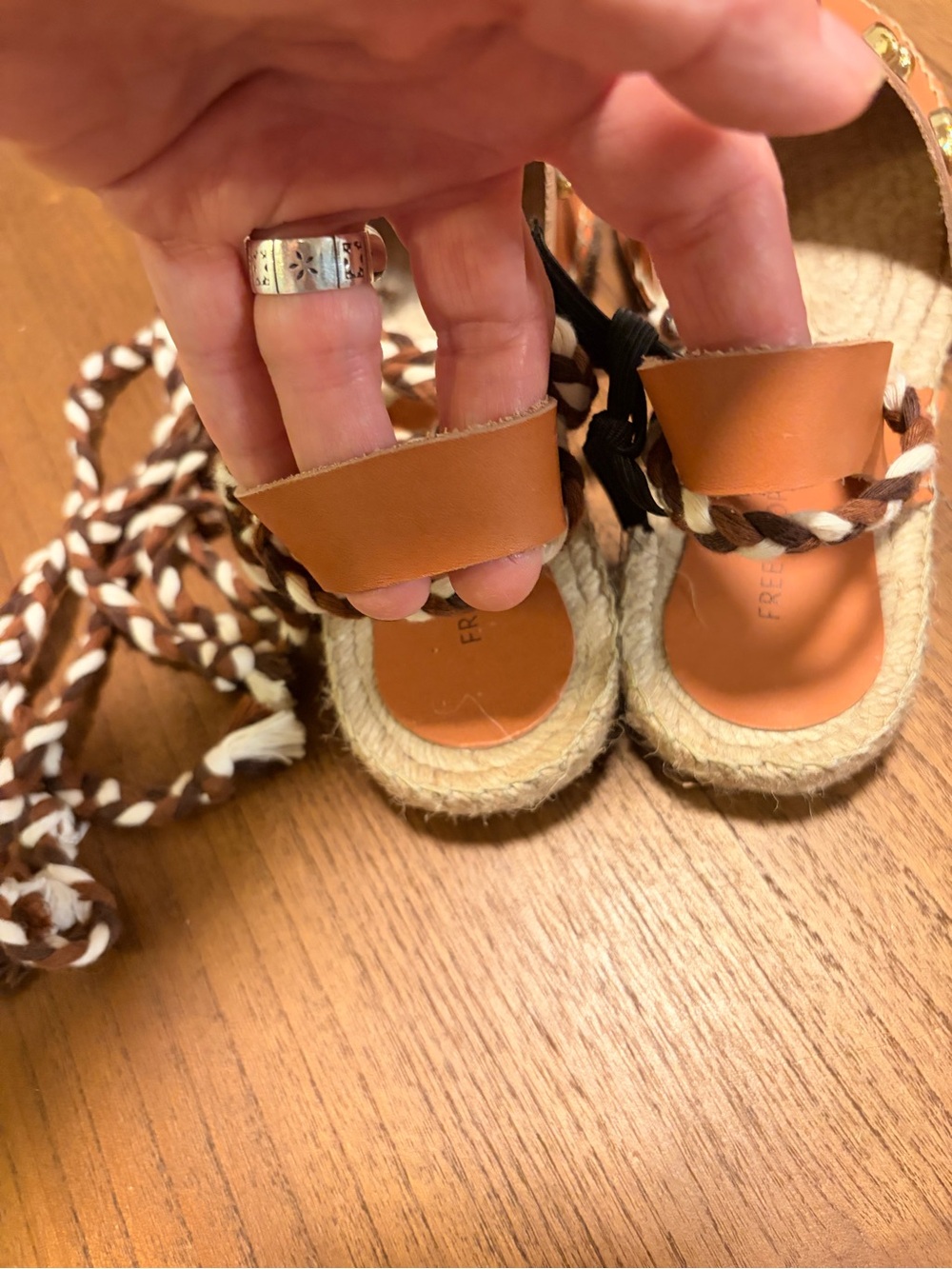 Free People Cowrie Shell Tan Leather Espadrille Sandals - Picture 8 of 8